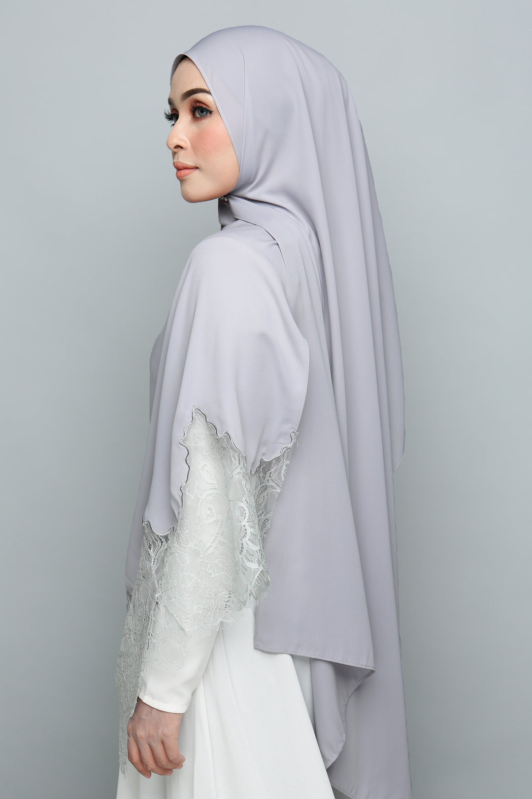 Powdered Chiffon Lace Smoke And Mirror (Length)