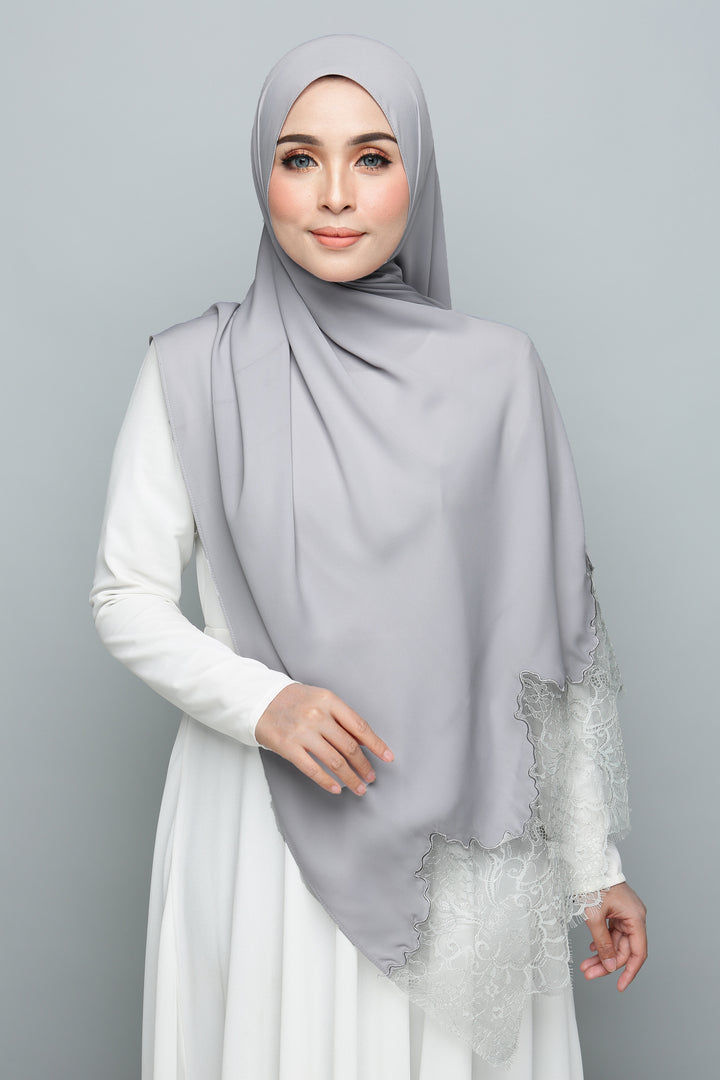 Powdered Chiffon Lace Smoke (Width)