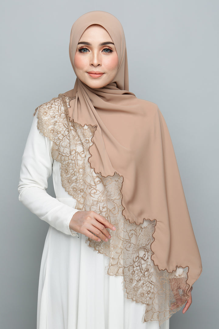 Powdered Chiffon Lace Toffee Nut  (Length)