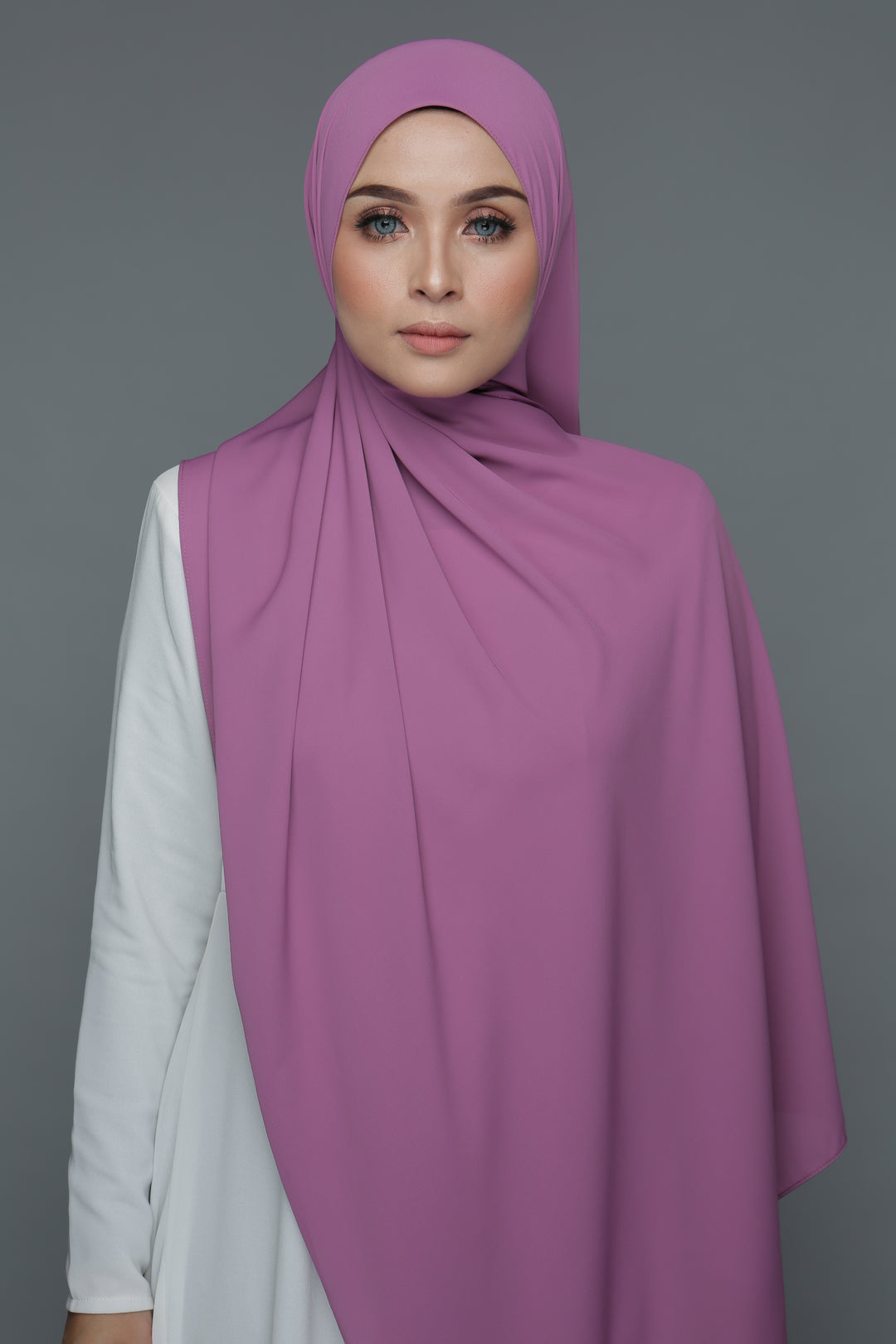 NN Powdered Chiffon Long Shawl (Purple) | Nushee Nurra